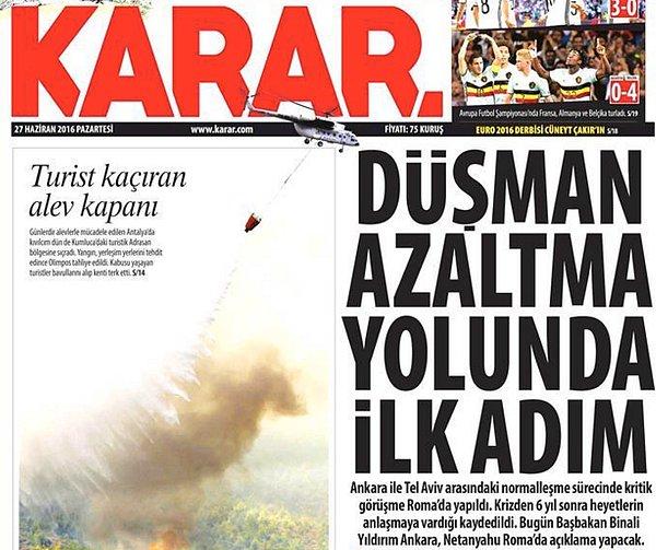 11. Ahmet Davutoğlu'na yakın basın ise anlaşmayı olumlu gördü. Manşetten ince göndermeyi de ihmal etmedi.