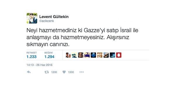 15. Levent Gültekin anlaşmadan rahatsız olan AKPlilere ''Buna da alışırsınız'' dedi.