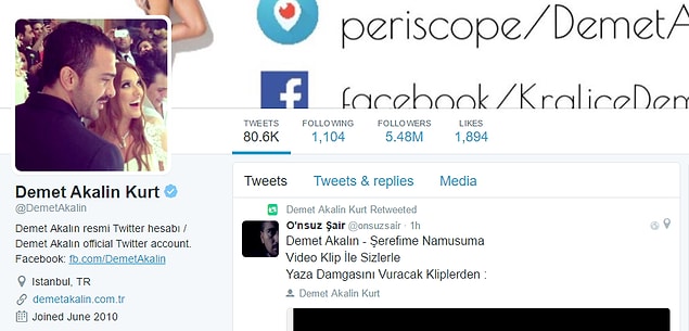 1. Akalın'ın Twitter'da yaklaşık 5.5 milyon takipçisi var.