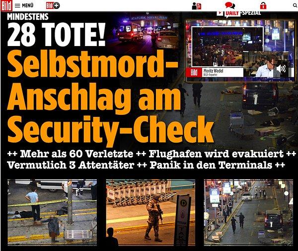 Alman medya kuruluşu The Bild manşetle birlikte internet sitesinin kenarında canlı yayın gerçekleştirdi.