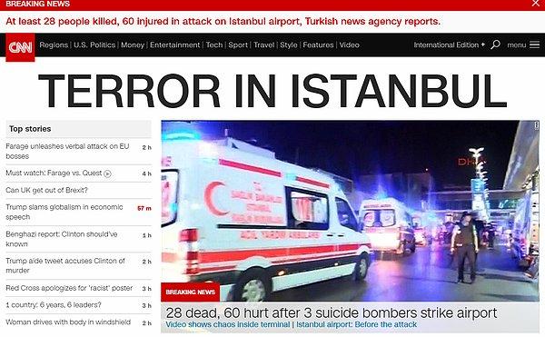 CNN, haberi "İstanbul'da terör" manşetiyle geçti.