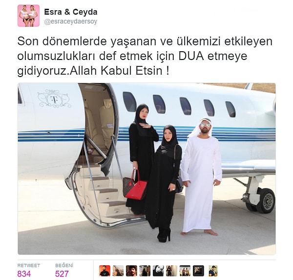 Esra ve Ceyda kardeşler bu kez de Twitter'dan yaptıkları bu paylaşımla sosyal medyanın konusu oldu.