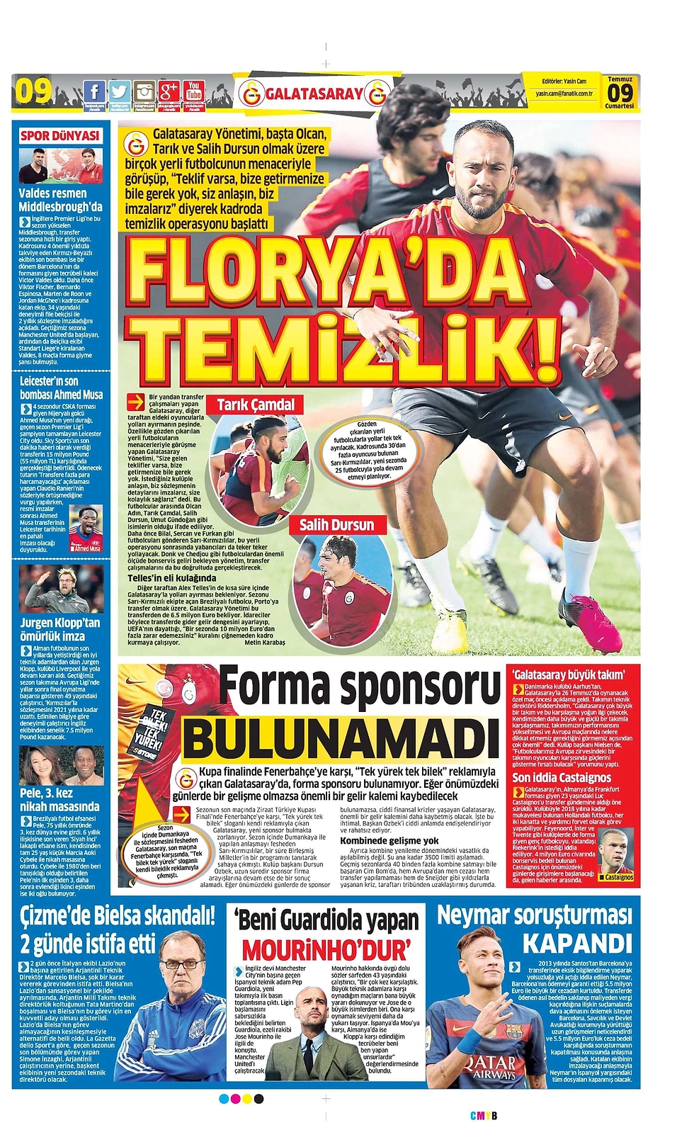 Sporun Manşetleri | 9 Temmuz 2016
