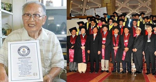 8. Üniversite eğitimini tamamlayarak Guinness Rekorlar Kitabı’na dünyanın en yaşlı üniversite mezunu olarak geçen 96 yaşındaki Japon Shigemi Hirata.