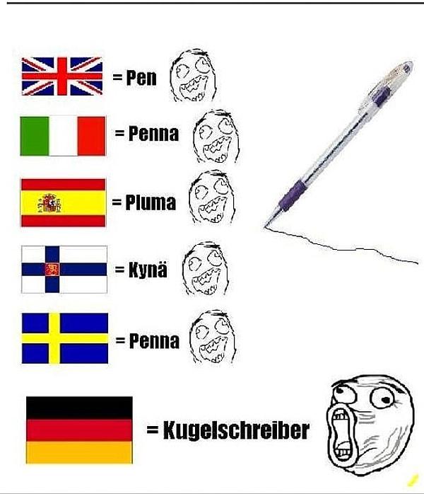 1. Almanca "Bana bir kalem verebilir misiniz?" demek epey zor olmalı. 😄
