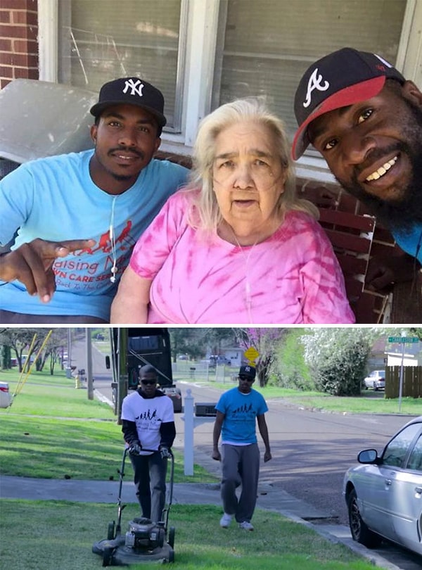 3. Эти парни бесплатно стригут газоны тем, кто не может сделать этого сам