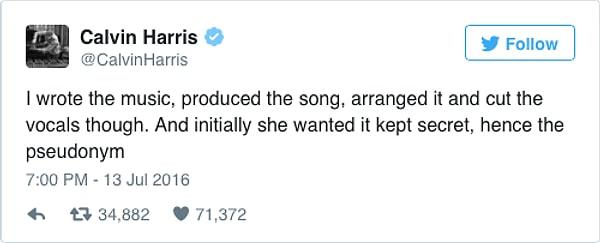 Calvin Harris, 5 dakika sonra attığı tweette ise Taylor Swift’le arasındaki bir sırrı paylaştı!