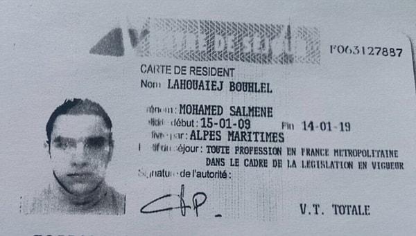 Medyada, Bouhlel'e ait olduğu belirtilen bu kimlik paylaşılıyor