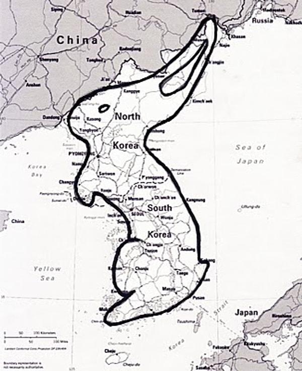 16. Kuzey Kore ve Güney Kore ise tavşana benziyor.