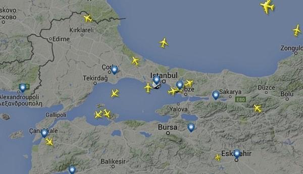 11:40 Marmara hava sahası tüm uçuşlara kapatıldı