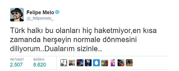 Bir dönem Türkiye'de forma giymiş yabancı futbolcular da Twitter üzerinden destek mesajlarını ilettiler...
