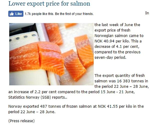 3. Yine Norveç'te somon balığı fiyatları düşmüş.