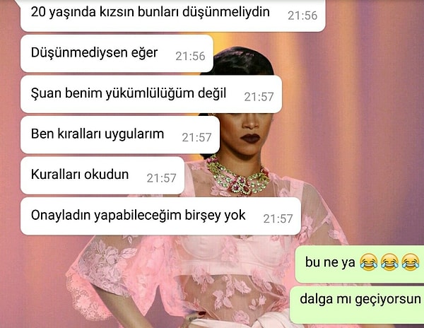 7. Kendi koyduğu kuralları meşru hüküm zanneden grup yöneticisi inanılmaz ifadeler kullanıyor.