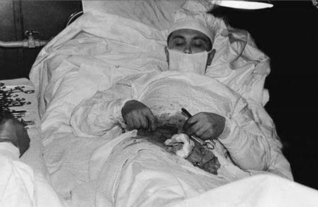 11. Leonid Rogozov, operating on himself because he was the only physician in the Soviet Antarctic Expeditions’ Novolazarevskaya Station.