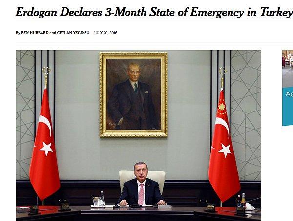 New York Times: Erdoğan Türkiye'de 3 Ay Olağanüstü Hal İlan Etti
