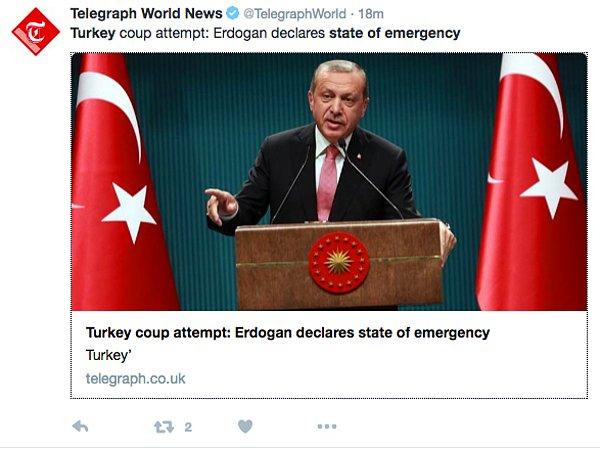 Telegraph: Türkiye Darbe Girişimi: Erdoğan OHAL İlan Etti
