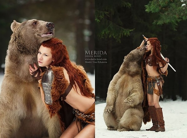 1. Мерида нежится с медведем