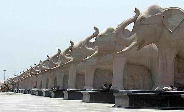 2. These huge elephant statues in India...