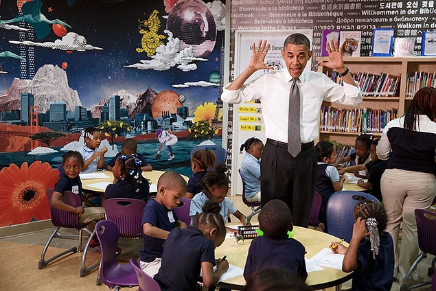 10. He likes to spend time with children, like any other politician.