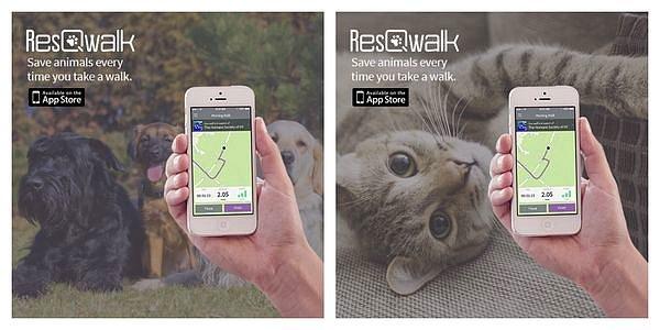 ResQwalk adlı bir uygulama "Her yürüyüş yapışınızda hayvanları kurtarın" sloganıyla yola çıkmış.