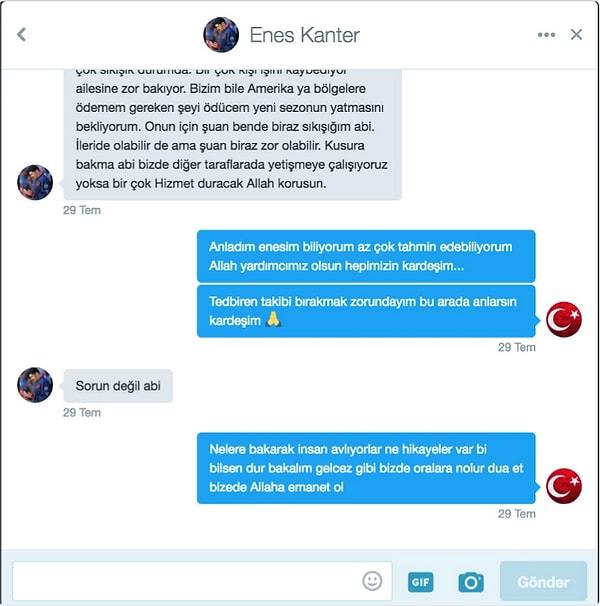 Atalay Demirci'nin özel mesajları ifşa edildi. Gülen'e yakınlığıyla bilinen Enes Kanter ile olan mesajlaşma ise oldukça ilginçti.