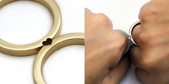 Bir Elmanın İki Yarısı Çiftlere Uygun Birbirini Tamamlayan Harika Alyanslar