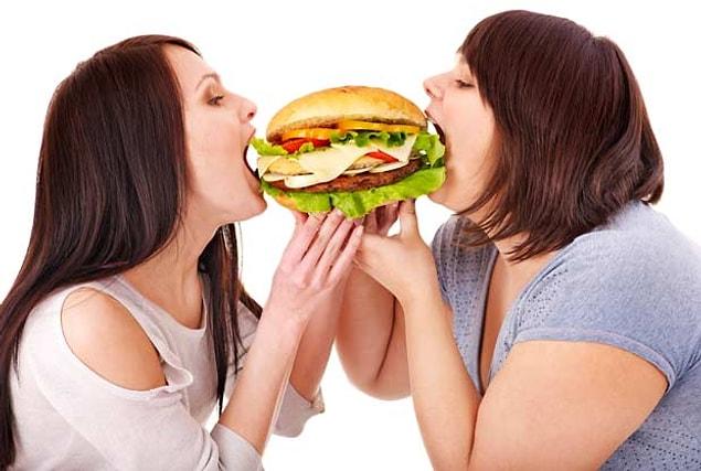 5. To feel less guilty, you palm half of the burger off on your friend who is also on a diet.
