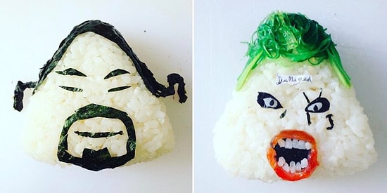 Еда как искусство: рисовые шарики, напоминающие мировых знаменитостей
