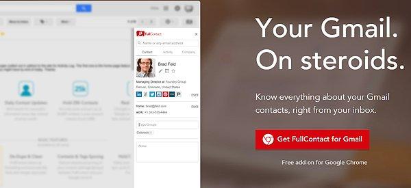 3. FullContact sayesinde, gönderen kişiye dair tüm bilgileri ve sosyal medya hesaplarını bir arada görebilirsiniz.
