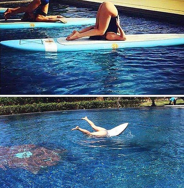 1. Su yogası yapan Lady Gaga