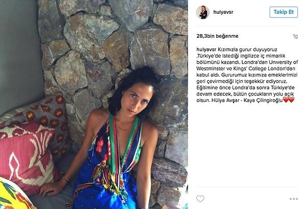 10. Hülya Avşar, kızı Zehra'nın iç mimarlığı kazanmasını Instagram'dan yayınladığı bir mesajla kutladı.