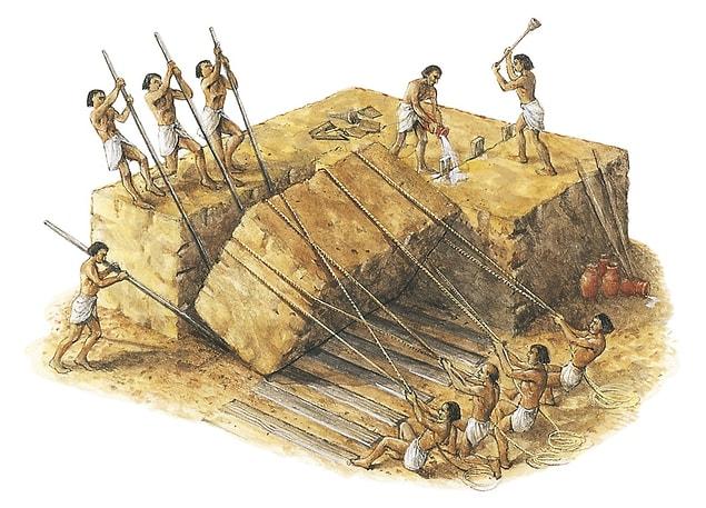 How many people worked to build those gigantic pyramids?