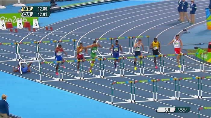 110 Metre Engelli Koşusunda İlk Engelde Tepetaklak Olan Sporcu