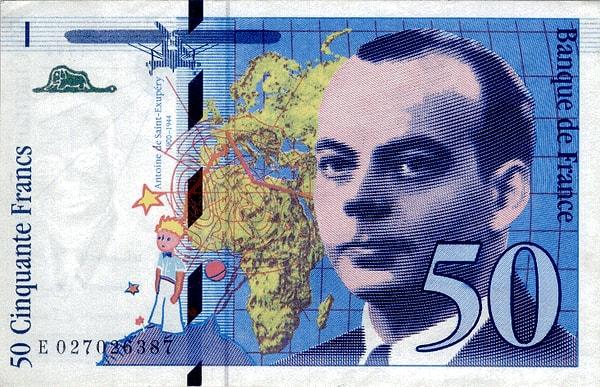 17. Fransa, para birimi olarak euroya geçmeden önce 50 frankların üzerinde "Küçük Prens" ve Saint-Exupéry’nin resimleri bulunuyordu.