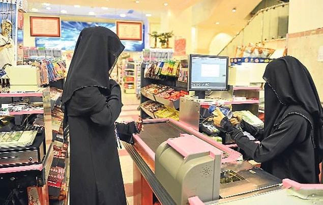 6. While women could work as a cashier before, a fatwa forbade it because it meant that women would be in the same room as men they weren't related to, which is against sharia.