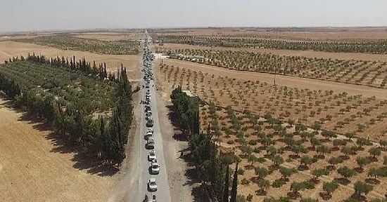 IŞİD'liler, Münbiç'ten Kaçarken Havadan Böyle Görüntülendi