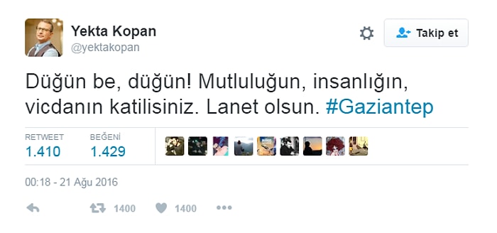 Düğündeki Patlamaya Ünlülerden Tepki: Mutluluğun İnsanlığın Vicdanın Katilisiniz!