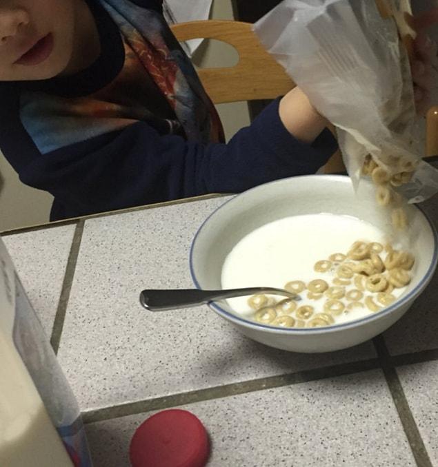 8. Oh, and you put the cereal first, then you can add milk, duh!