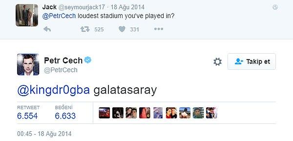 20. Kaleci Cech'in, "Oynadığın en gürültülü stat hangisiydi?" sorusuna verdiği yanıt: Galatasaray
