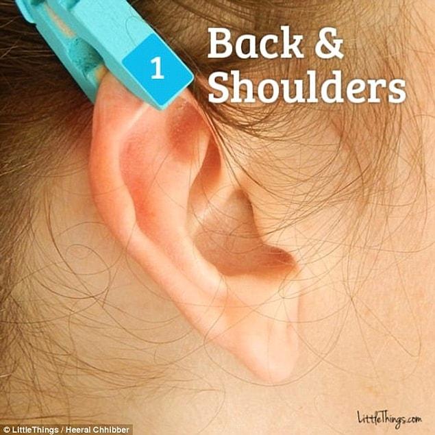 For example, if you're suffering from a sore back or shoulder, hanging a clothespin off the top of your ears or just simply rubbing the same point for 15 minutes can make you feel better.