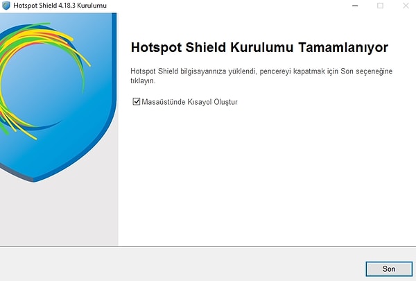 Bilgisayarda HotspotShield kurulumu