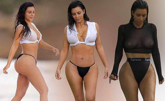 5. İkinci doğumdan sonra verdiği kilolarla adından söz ettiren Kim Kardashian, Meksika tatilinde adeta kameralara şov yaptı.