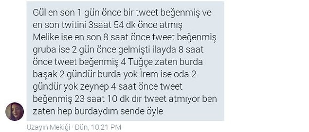 20. Kız üşenmemiş tüm arkadşlarının Z raporunu çıkarmış