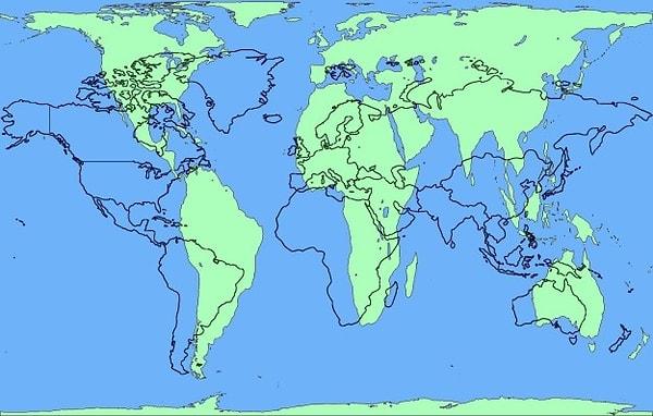Kıtaların boyutlarını daha doğru görebilmeniz için Gall-Peters Projeksiyon Haritası denen bir harita var.