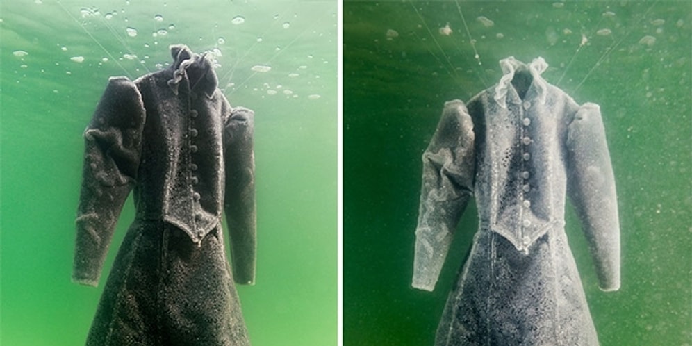 Sanat İçin Denizde Bekletilince Tuzla Kaplanıp Kristalden Bir Başyapıta Dönüşen Elbise!