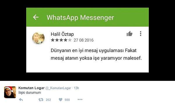 1. Halil'in hikayesi de uygulama mağazasındaki şu yorumla başladı. Komutan Logar isimli Twitter kullanıcısı da bunu paylaştı.
