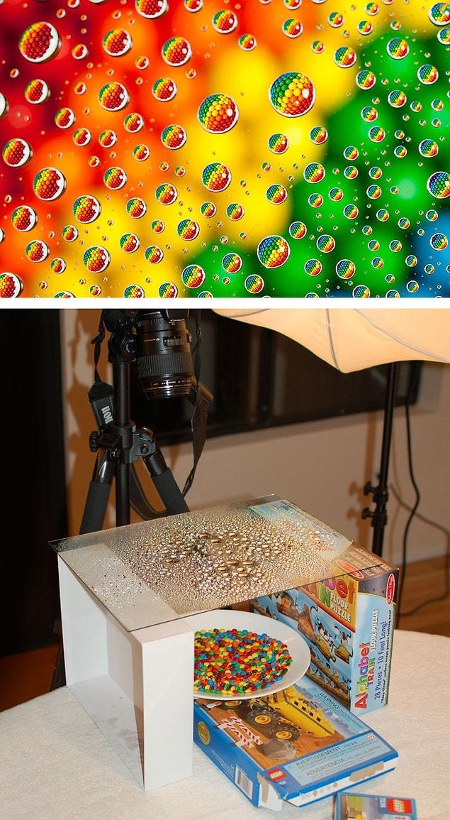 6. M&Ms in water drops