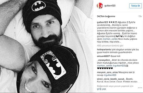 17. Gülben Ergen, iki yıldır evli olduğu eşi Erhan Çelik'in doğum gününü Instagram'dan paylaştığı bu fotoğraf ile kutladı.