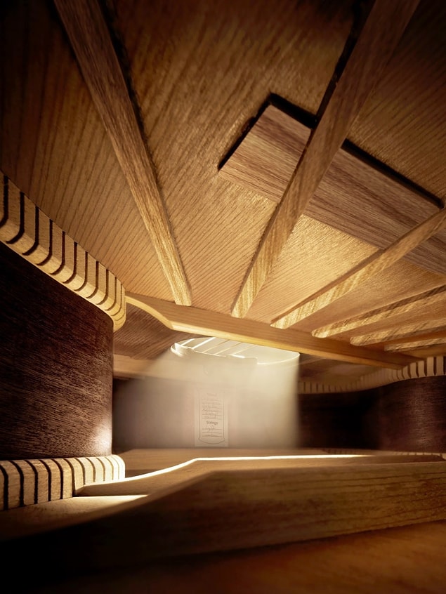 21. A picture that shows the inside of a guitar
