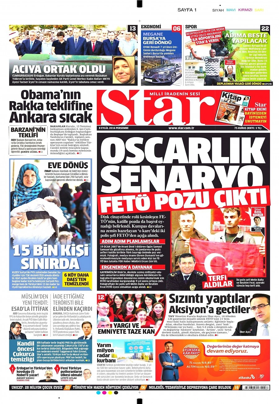 Gazetelerde Bugün | 8 Eylül Perşembe